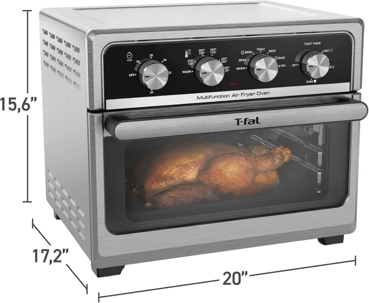 9-in-1 Stainless Steel Toaster Oven Air Fryer, 7lb Capacity, Fast Heat-Up, Crispy Toast, Bake, Air Fry, Reheat, Broil