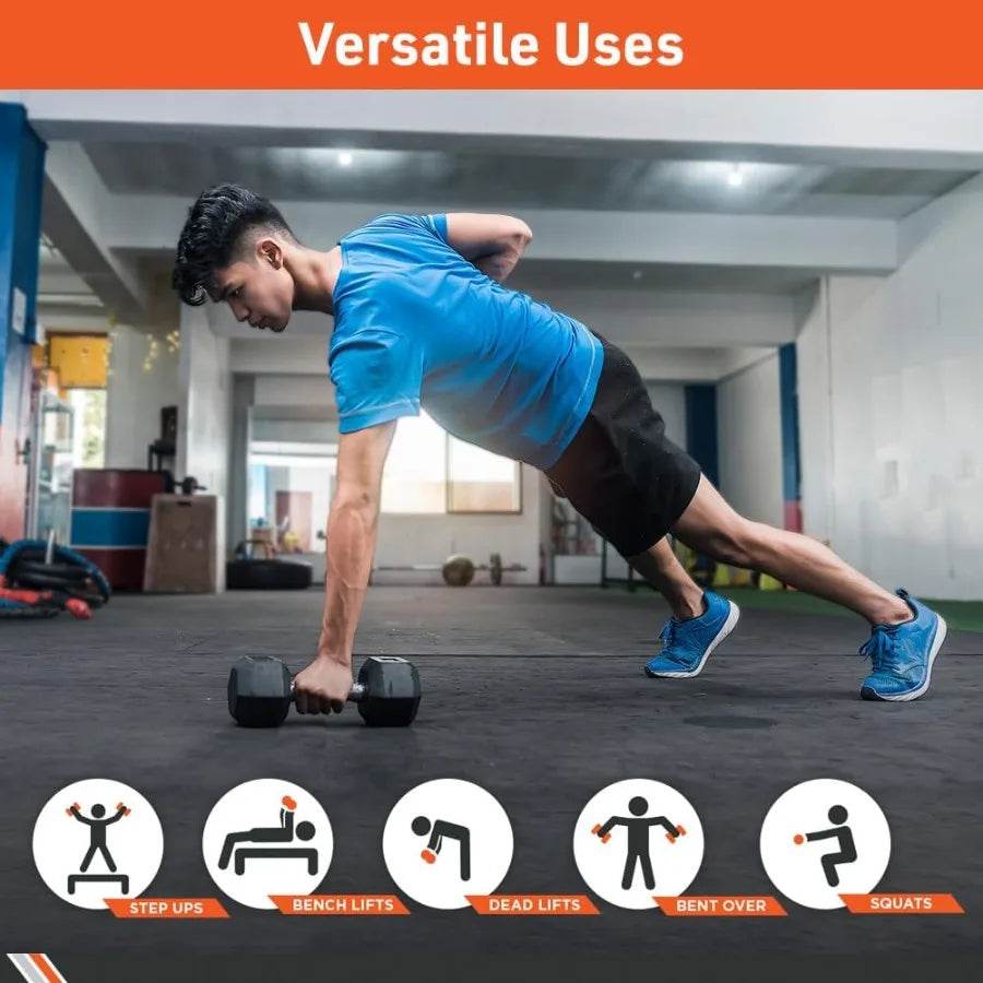Body Sport Rubber Encased Hex Dumbbell Weight Single Ideal for Home Gym Strength Training Exercises Durable and Non-Slip Design