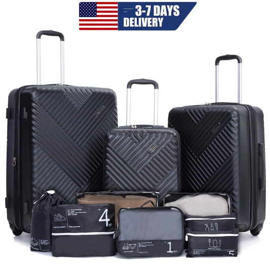Luggage Sets 3 Piece with Double Spinner Wheel,Suitcase Set PC Hard Case  with TSA Lock and Organizer Storage Bags