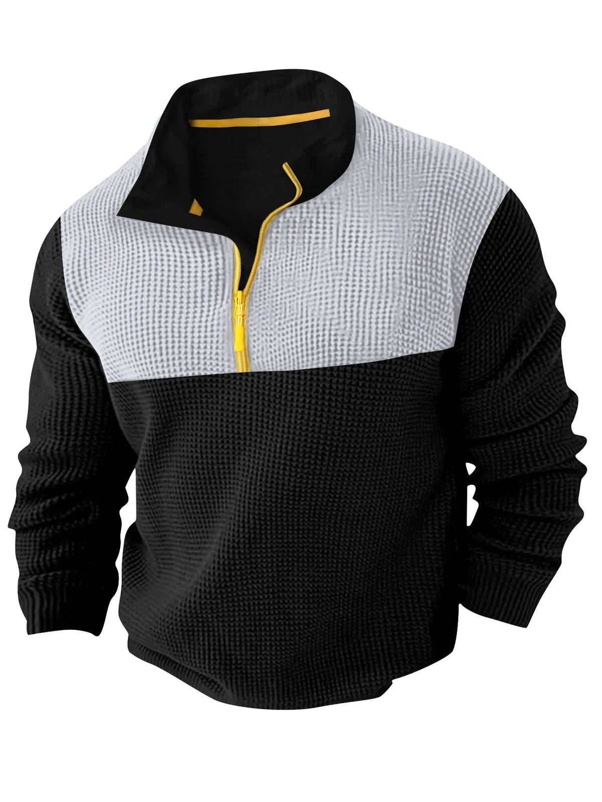 Spring Autumn New Men's T-shirt Classic Long Sleeve Polo Shirt Top Casual Fashion Color Matching Zipper High Quality T-shirt