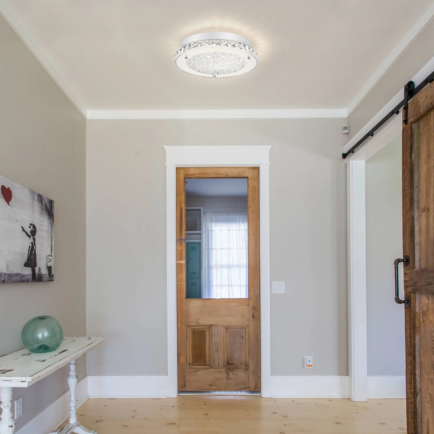 1pcs Modern  Crystal Ceiling Light 11in Circular Led 18w 4000k Living Room Bedroom Study Home Decor Lighting