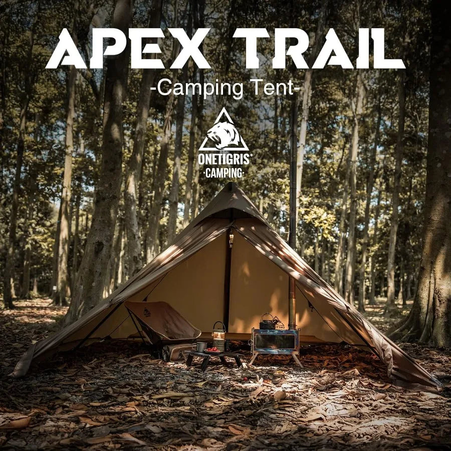 APEX Trail Teepee Tent Waterproof Windproof Hot Tent with Stove Jack for 2 People Ideal for Camping Hiking Bushcraft Bikepackin