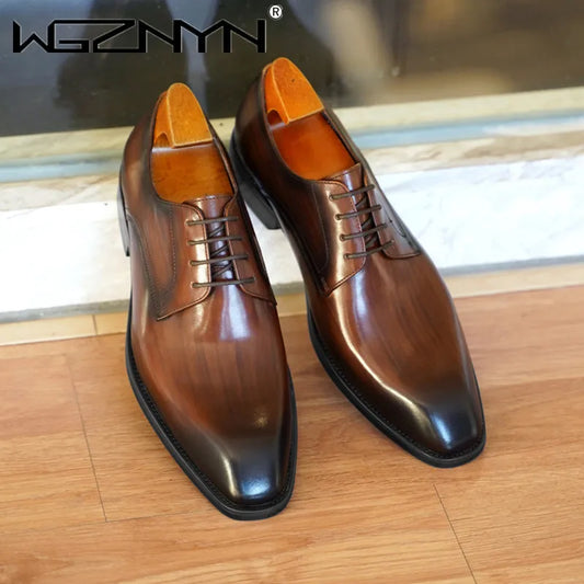 Men's Retro Formal Business Casual Shoes Trend Patent Leather Men Wedding Shoes Oxfords Shoes Designer Pointed Toe Dress Shoe