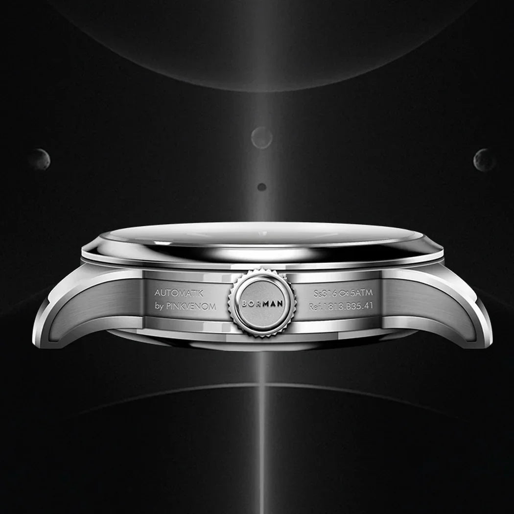Borman Mens Automatic Watches Luxury Moon Phase Male Watch Mechanical Wristwatch Fashion 50M Waterproof Sapphire Leather Strap