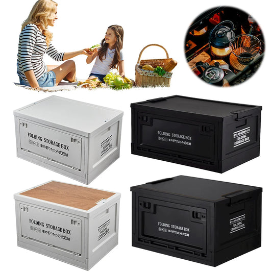 20/30L Camping Storage Box Large Capacity Foldable Storage Bin Multifunctional Outdoor Bench Chopping Board for Home Outdoor