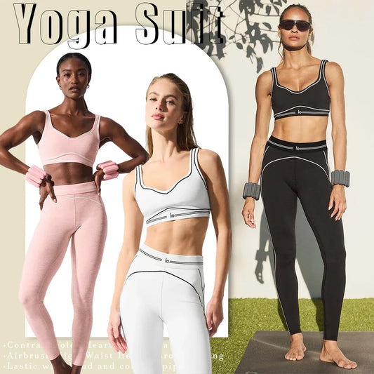 Yoga Women's Sports Set High Waist Tight Pants with Padded Bra Elastic run Fitness Underwear Comfortable breathable Pilates suit