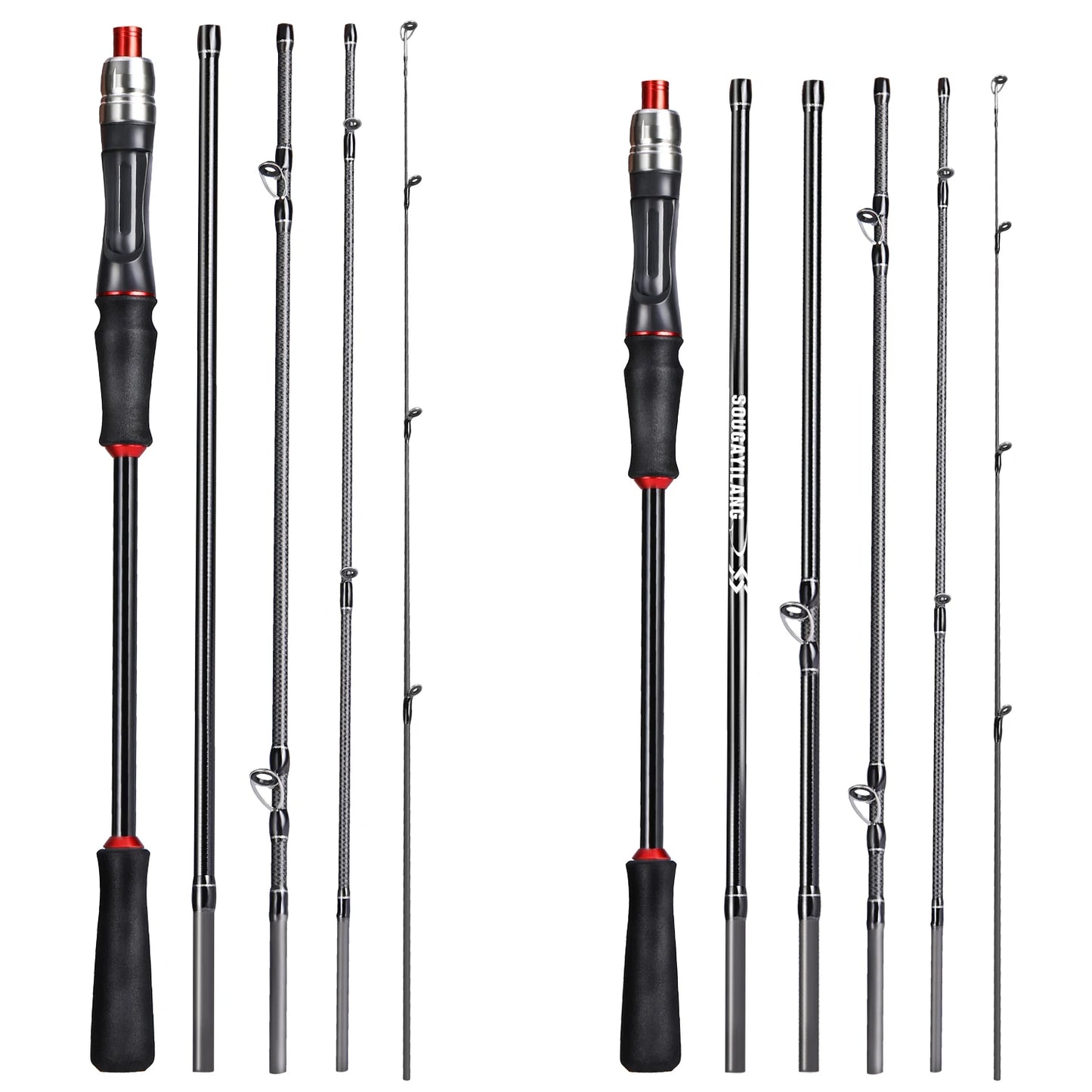 Sougayilang 1.8m 2.1m Lure Fishing Rod Carbon Fiber Spinning Fishing Rod Bait Weight 10-30g Travel Fishing Pole Pesca