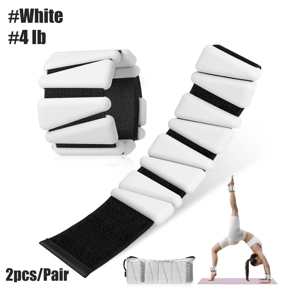 1Pair 2-4lbs Adjustable Wrist Ankle Weights - Silicone Strength Training Bracelets for Yoga Running Swimming - Women & Men