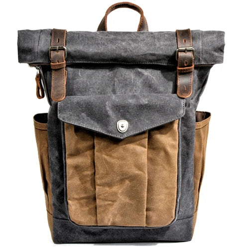 Luxury Vintage Canvas Backpacks for Men Oil Wax Canvas Leather Travel Backpack Large Waterproof Daypacks Retro Bagpack