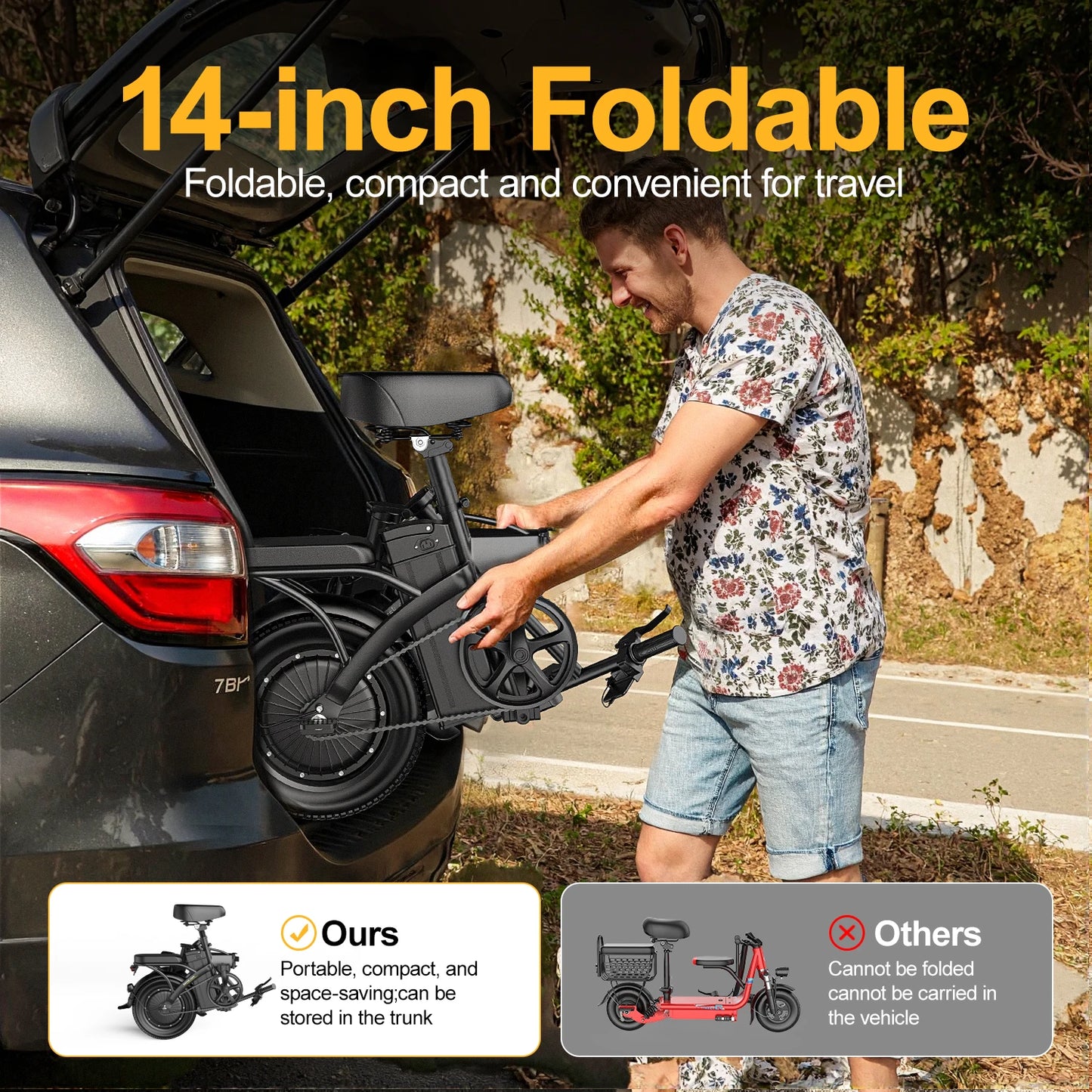 Electric bicycle,Suitable for Adults,20MPH Comfortable Riding Fully Shock-Absorbing Electric Bike,Maximum 30 Mile Folding Bike