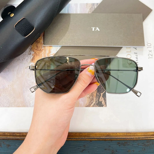 Original For LIANGCHENDIT DT LANCIER DLX115A Alloy Frame Men Sunglasses Casual Classic UV Dark Green Lens Women Couple Eyewear