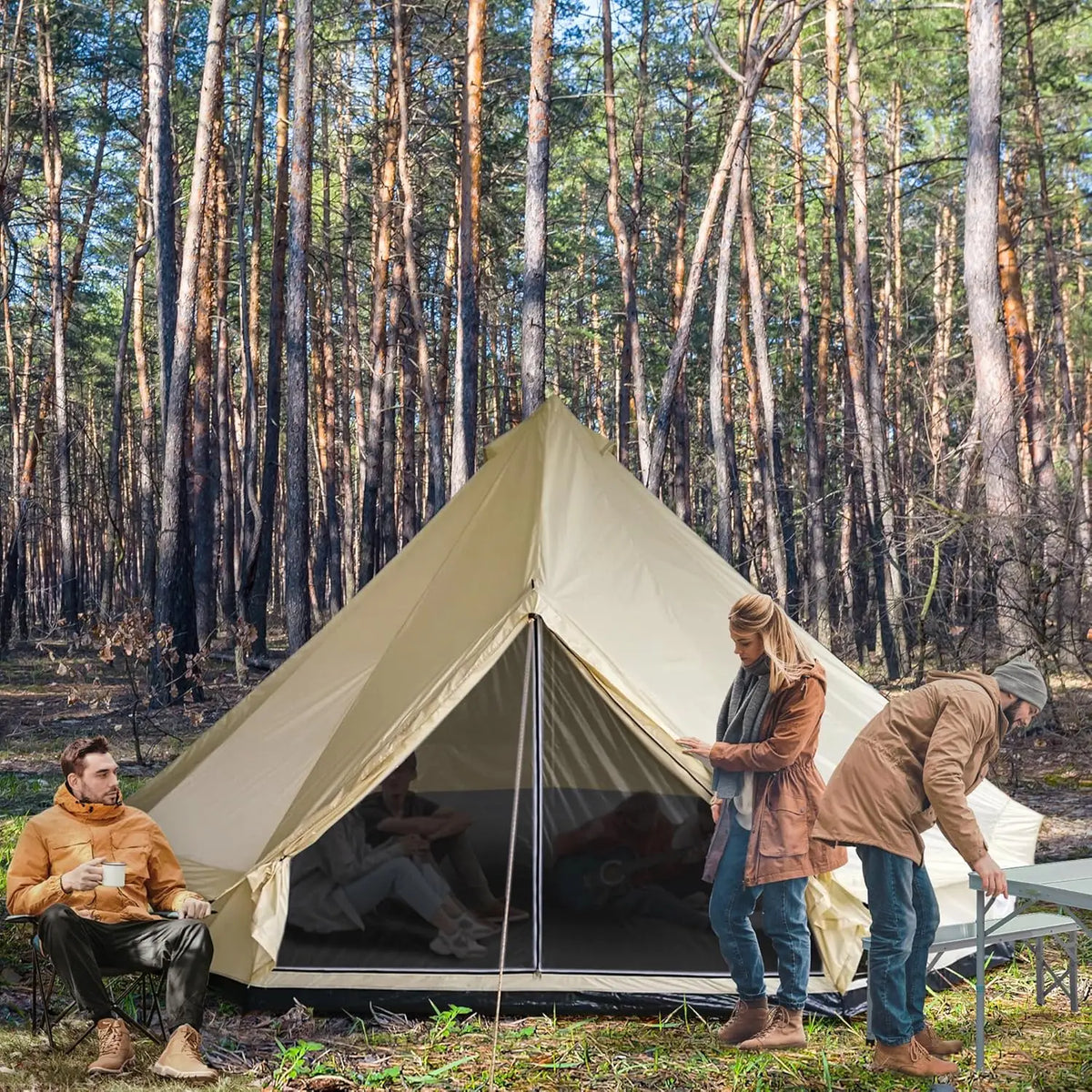 10-Person Yurt Tent Glamping Bell Tent with Spacious Interior, Breathable Waterproof Design, for Family Camping, 16' x 16' x 10'