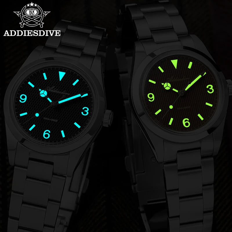 ADDIESDIVE new men's analog watch bubble mirror glass 100 meters luminous men's quartz watch and women's couple watches AD2096
