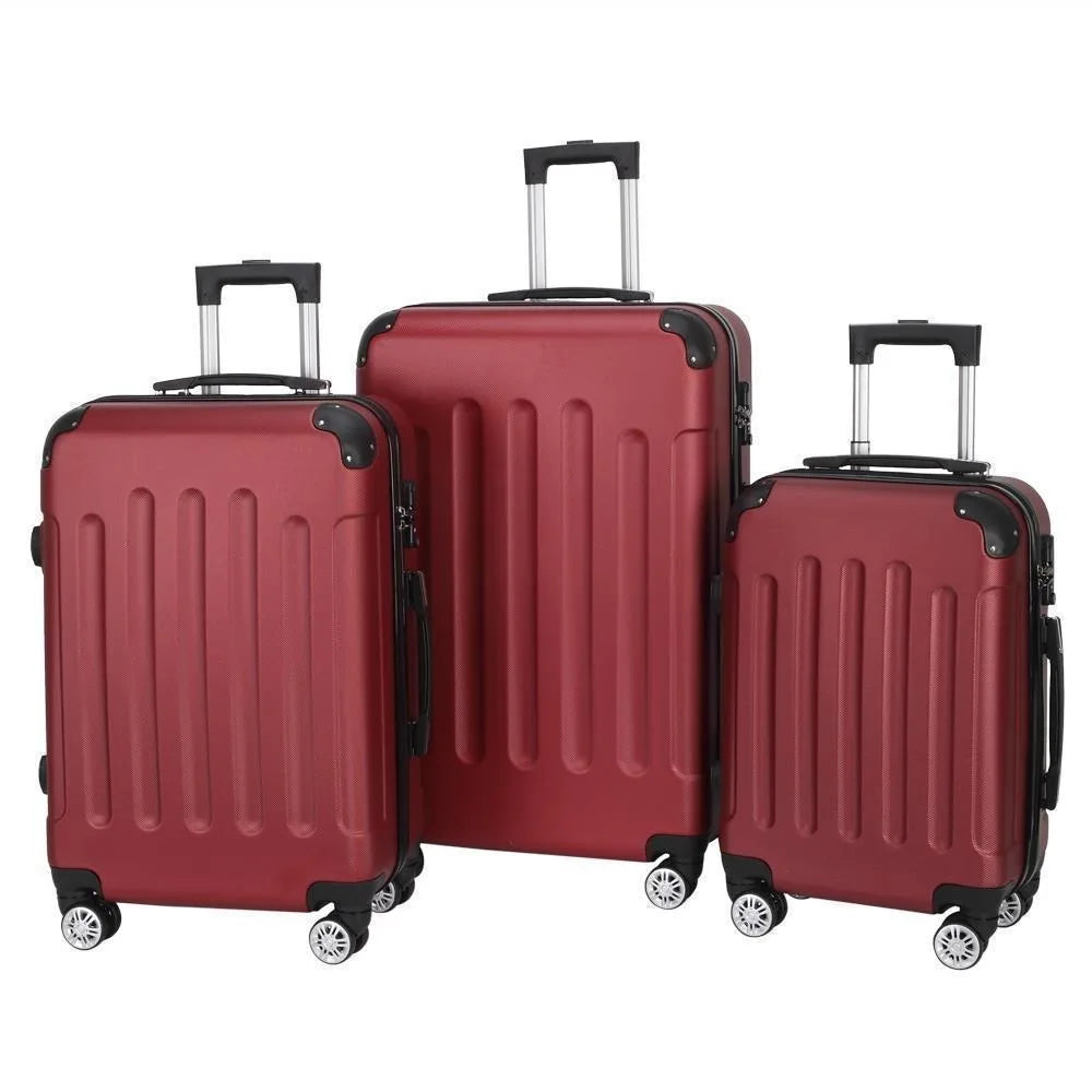Lot 3 Luggage Set ABS Trolley Spinner 20"/24"/28" Suitcase Travel Organizer