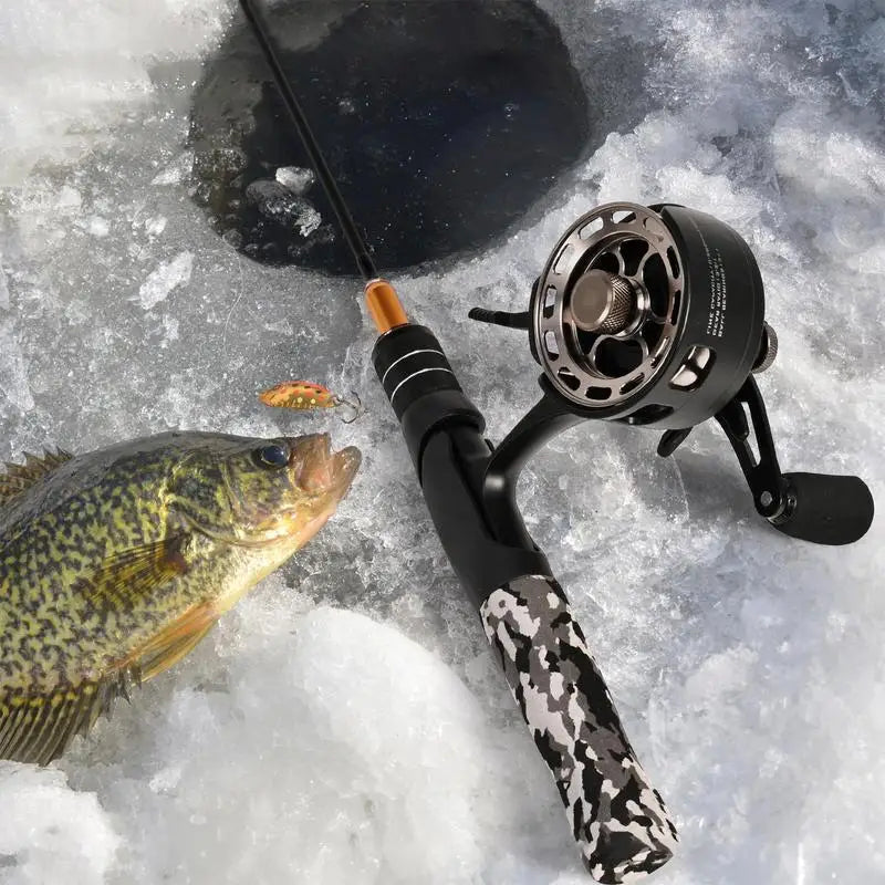 Ice Fishing Reel Large Spool Diameter Inline Freespool Reel Wear-Resistant 31 BB Ice Fishing Gear for Sea Lake Pond Metal Spool