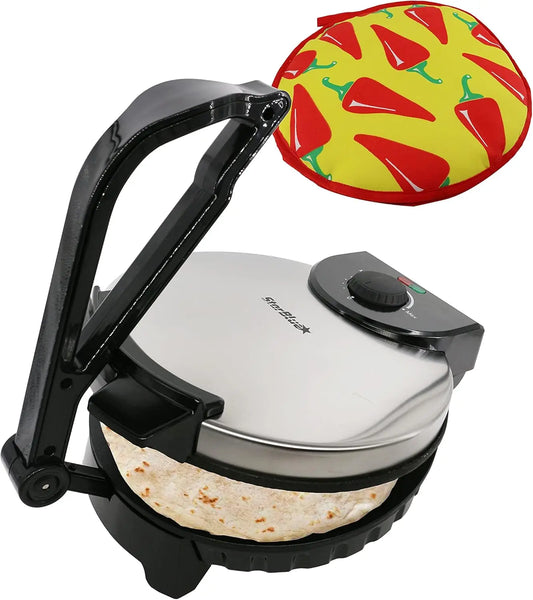 10inch Roti Maker by with FREE Roti Warmer - The automatic Stainless Steel Non-Stick Electric machine to make Indian style Chapa