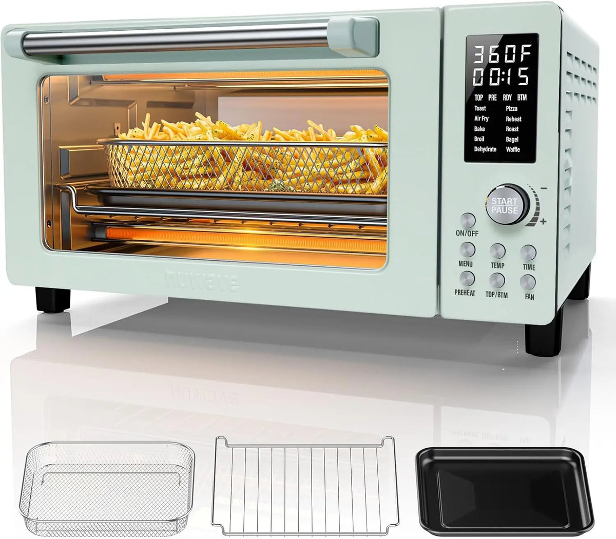 Bravo Pro 10-in-1 Air Fryer Toaster Oven, 21Qt, Stainless Steel, 50-450°F, PFAS Free