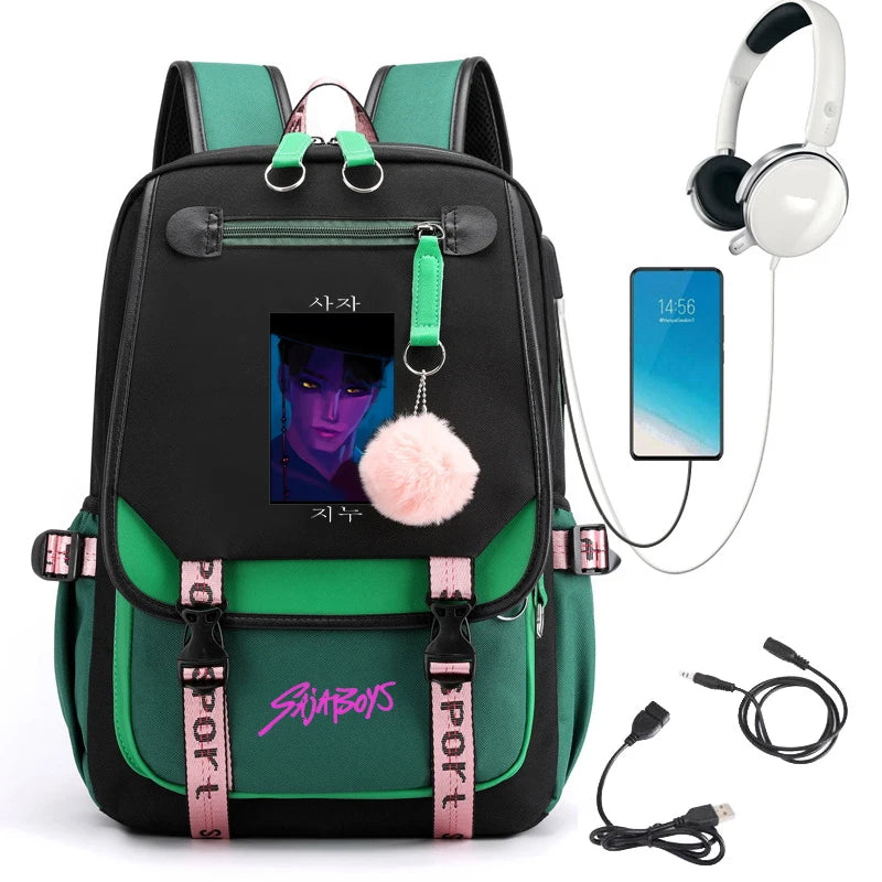 2025 New Back To School Backpack for Girls Boys Teenager KPop Demon Hunters Fashion Usb School Bags Travel Backpacks Mochila