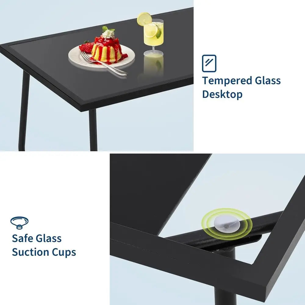 Rustproof Metal Patio Set: Loveseat, 2 Chairs, Glass Table for Outdoor Spaces