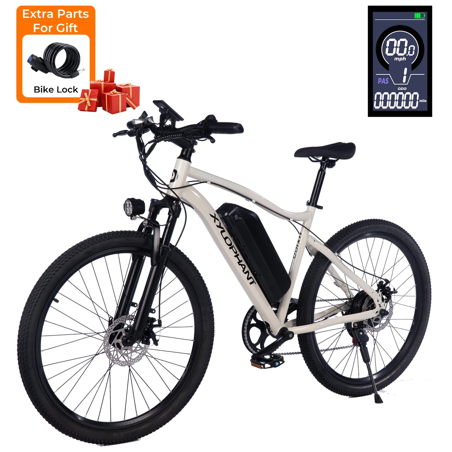 Adult electric bicycle, 26 inch electric mountain bike with detachable battery, 720W peak 36V motor, 7-speed 20MPH Ebike