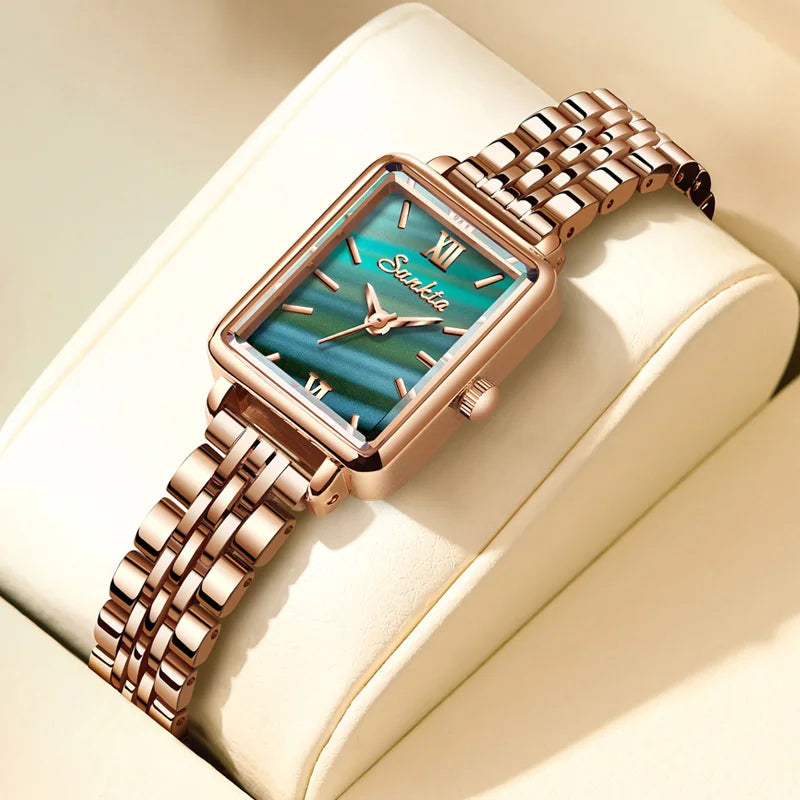 SUNKTA Fashion Ladies Watch Elegant Dress Womens Wristwatches Ceramic Bracelet Watches for Women Waterproof Clock Reloj Mujer