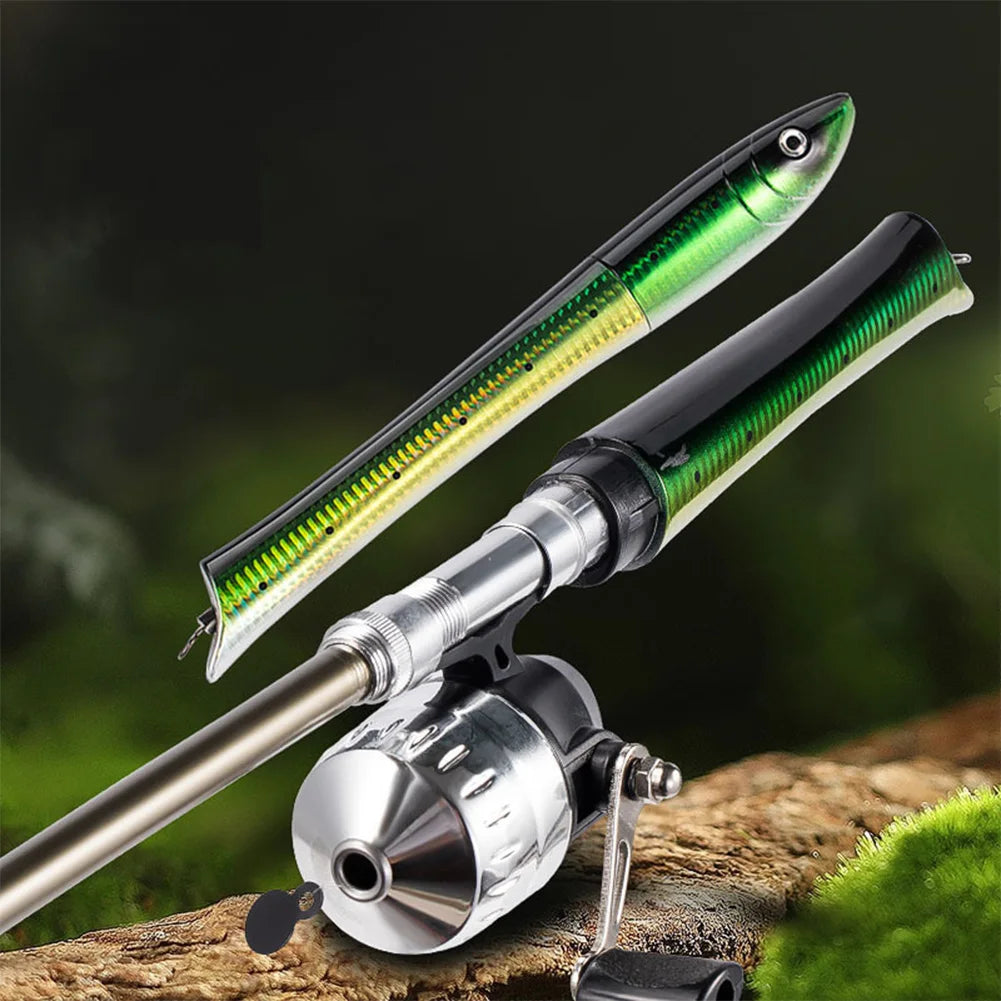 Telescopic Fish Shaped Mini Pen Fishing Rod with Reel Casting Carp Fishing Pole Sea Ice Fishing Pole Fishing Accessories