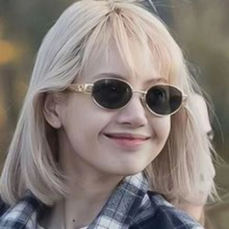 2025 New Arrival! Metal Sunglasses for Women - K-Style Trendy Small Frame, Photo-Ready Concave Design, UV400 Protection