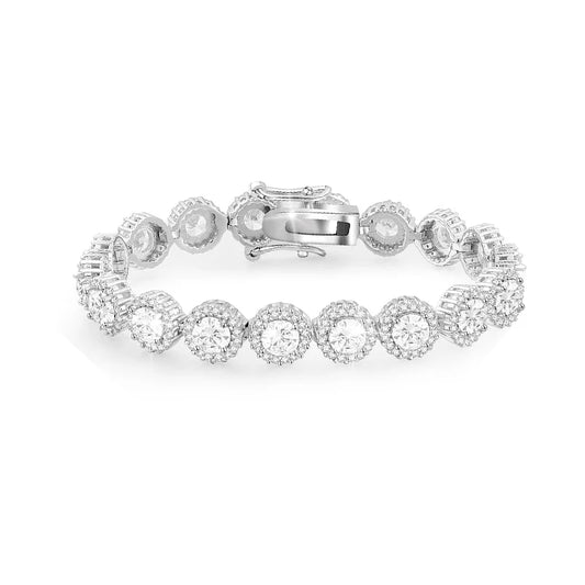 Morganite tennis bracelet - 5mm morganite bracelet, women's lab diamond bracelet, 18k white gold tennis bracelet, sterling silve