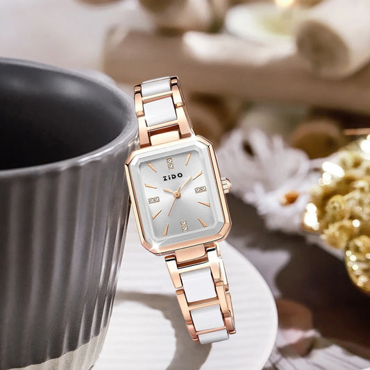 UTHAI Watch For Women Light Luxury Simple High Quality Stainless Steel Female Fashion diamond inlay Clock Watches