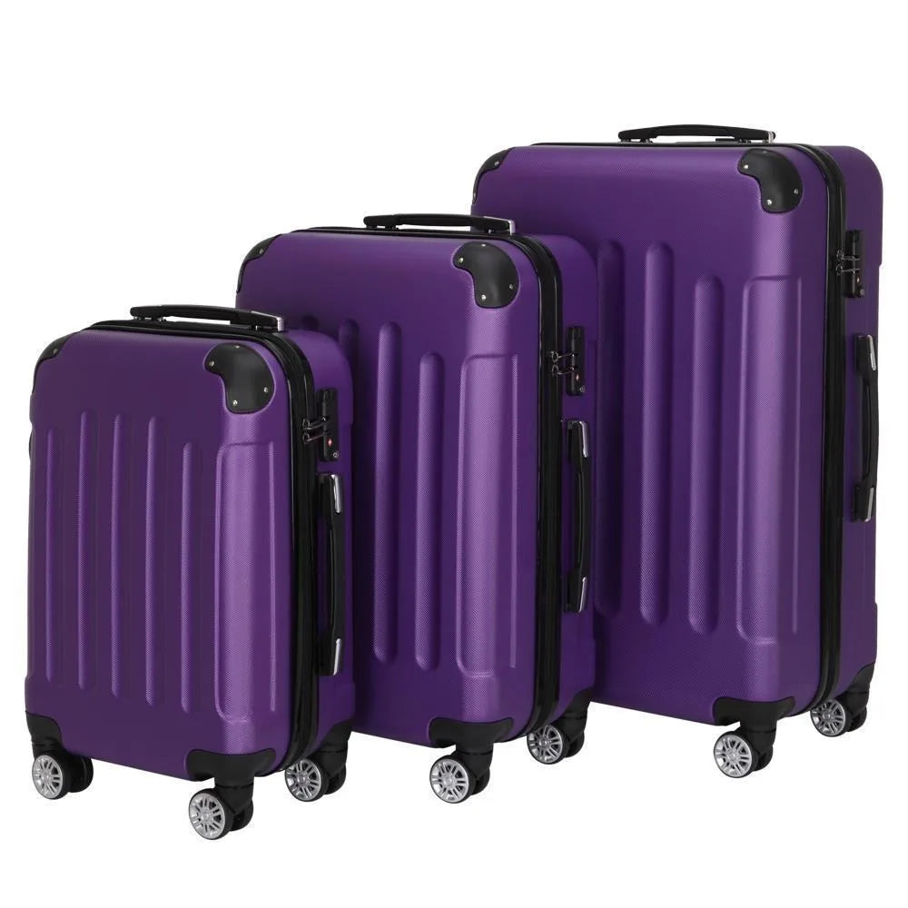 Lot 3 Luggage Set ABS Trolley Spinner 20"/24"/28" Suitcase Travel Organizer