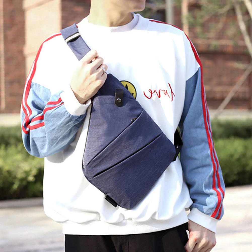 Mens Fashion Chest Bag Travel Crossbody Bag Large Capacity Simple Sling Bag Anti Theft Bag Adjustable Strap Waist Pack