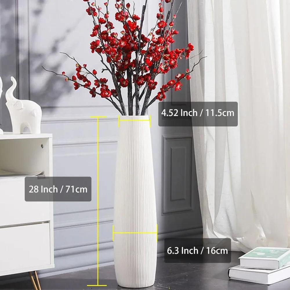 Big White Floor Vase, Tall Floor Vase, Large Decorative Flower Vases for Decor Living Room Modern Home Office Bedroom