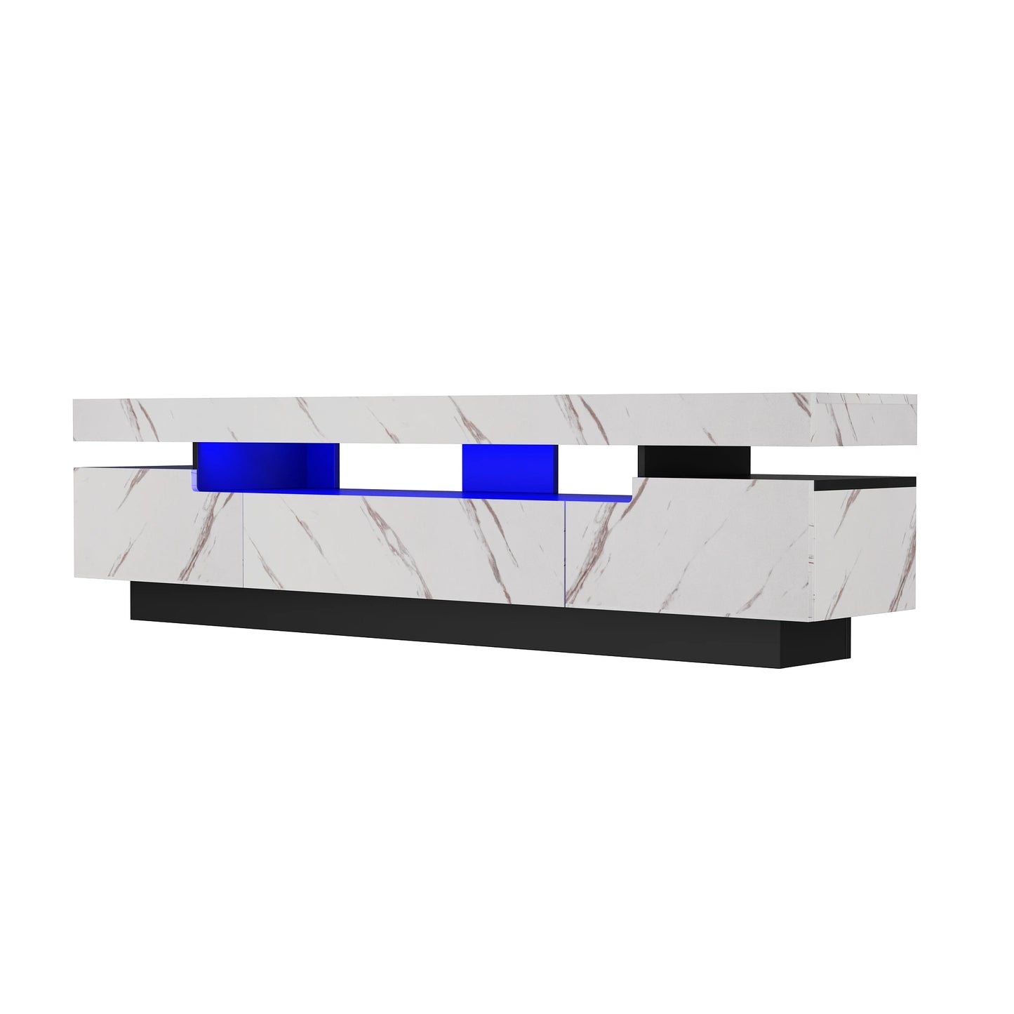 71In LED TV Stand for 75/80 Inch TV, Modern Gaming TV Cabinet for Living Room, High Gloss Entertainment Center with Storage