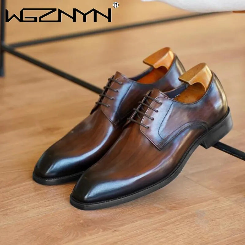 Men's Retro Formal Business Casual Shoes Trend Patent Leather Men Wedding Shoes Oxfords Shoes Designer Pointed Toe Dress Shoe