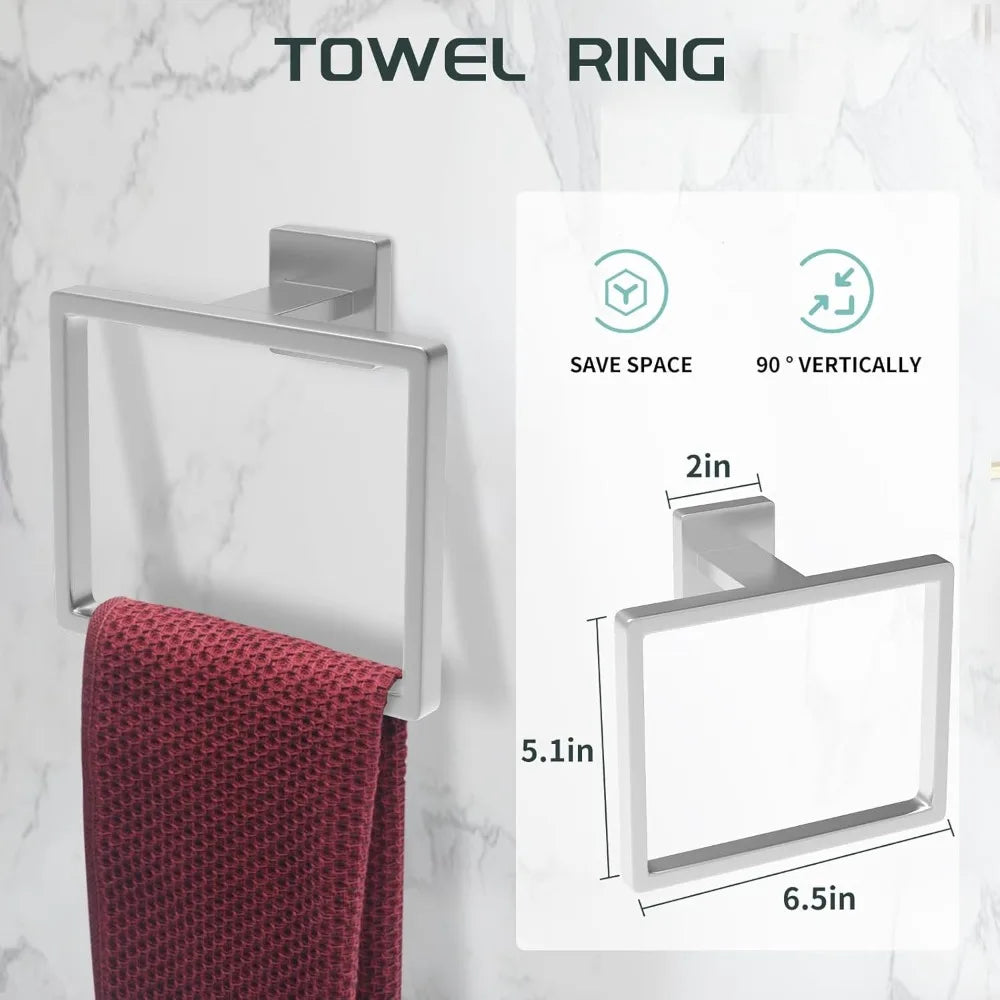Stainless Steel 7-Piece Bathroom Hardware Set with Brushed Nickel Towel Bar and Rack, 23-Inch Towel Bars for Modern Bath Decor