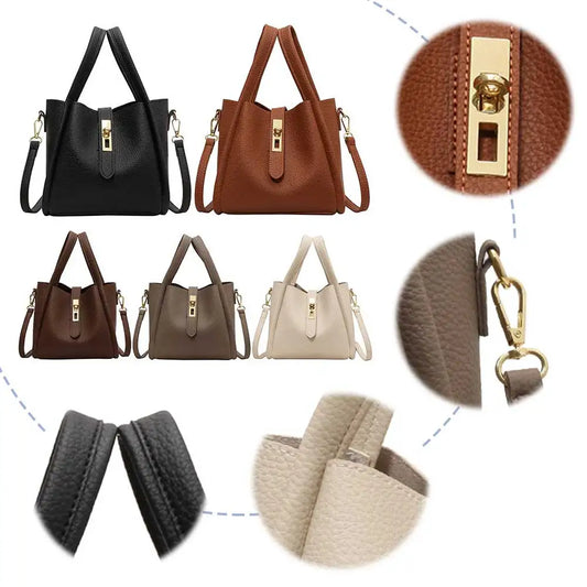 Bucket Bag for Women Magnetic Closure Shoulder Bag PU Leather with Inner Bag Crossbody Bag Solid Handbag for Work Travel