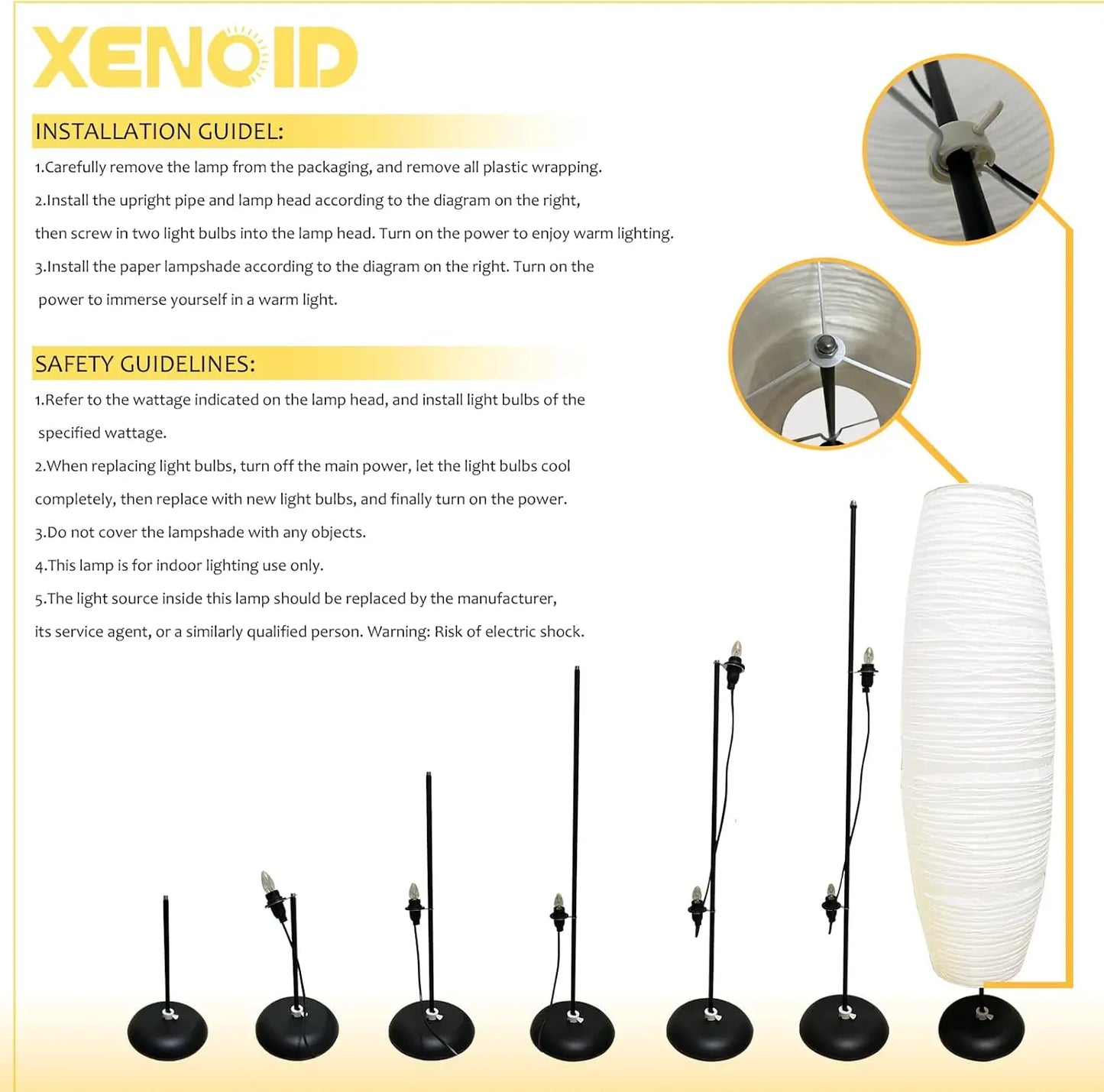 Paper Floor Lamp - Rice Paper Lantern Floor lamp Modern Large Floor Lamp for Bedroom,Living Room