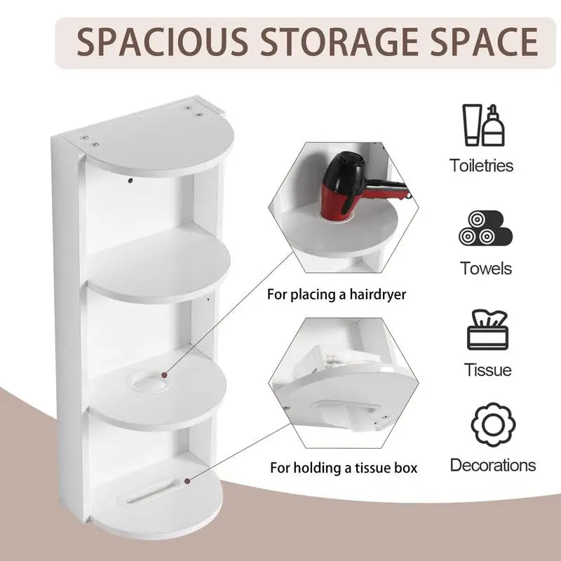 12 Inch Wall-Mounted Bathroom Storage Rack, Floating Design, Easy Assembly