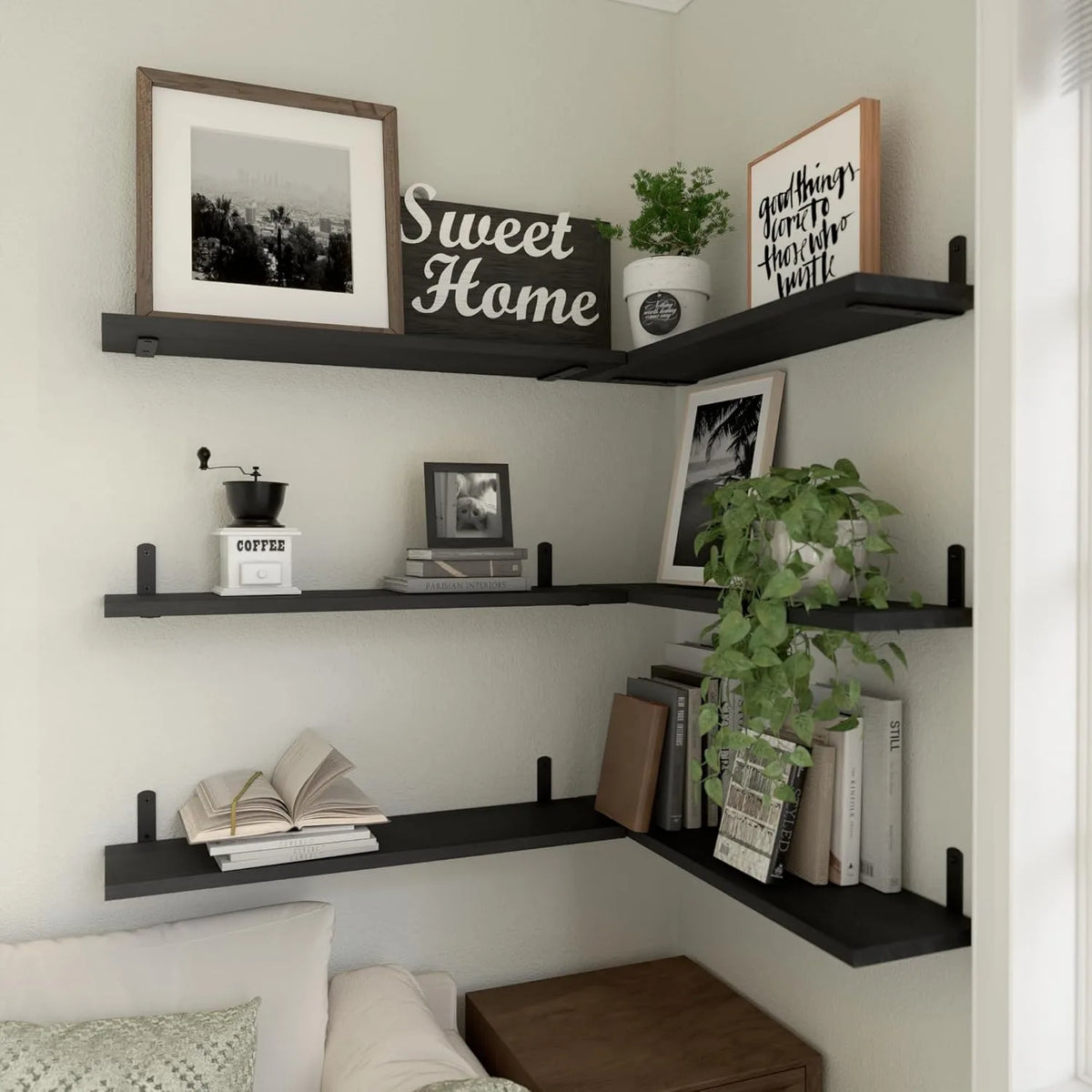 Wood Floating Shelves Set of 6, 24 inch Long Floating Shelves for Wall Decor, Farmhouse Shelf for Bedroom,  Storage Shelves