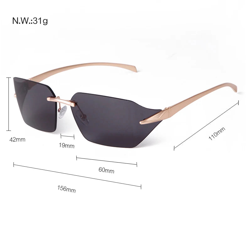 SORVINO Luxury Retro Wrap Around Sunglasses Designer Trendy Rimless Sun Glasses Cyberpunk Eyewear for Women Men Rave Party