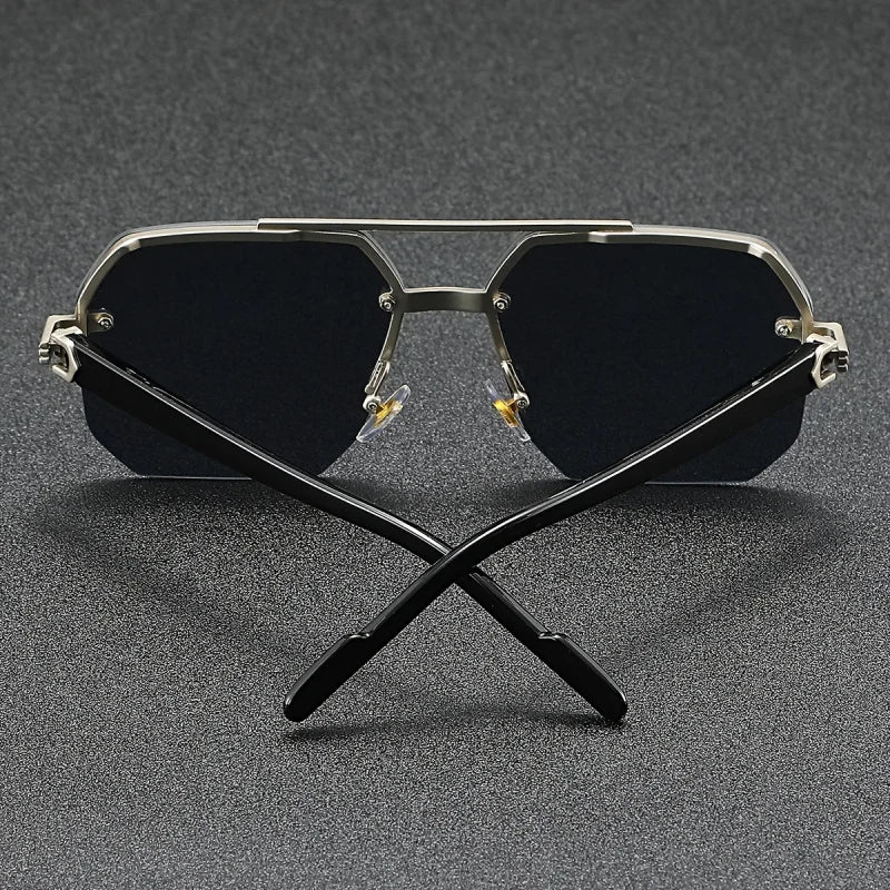 Men's Vintage-Style Fashion Fashion Sunglasses - Zinc Alloy Frame, PC Lenses, Ideal For Hiking, Casual Wear & Outdoor Adventures