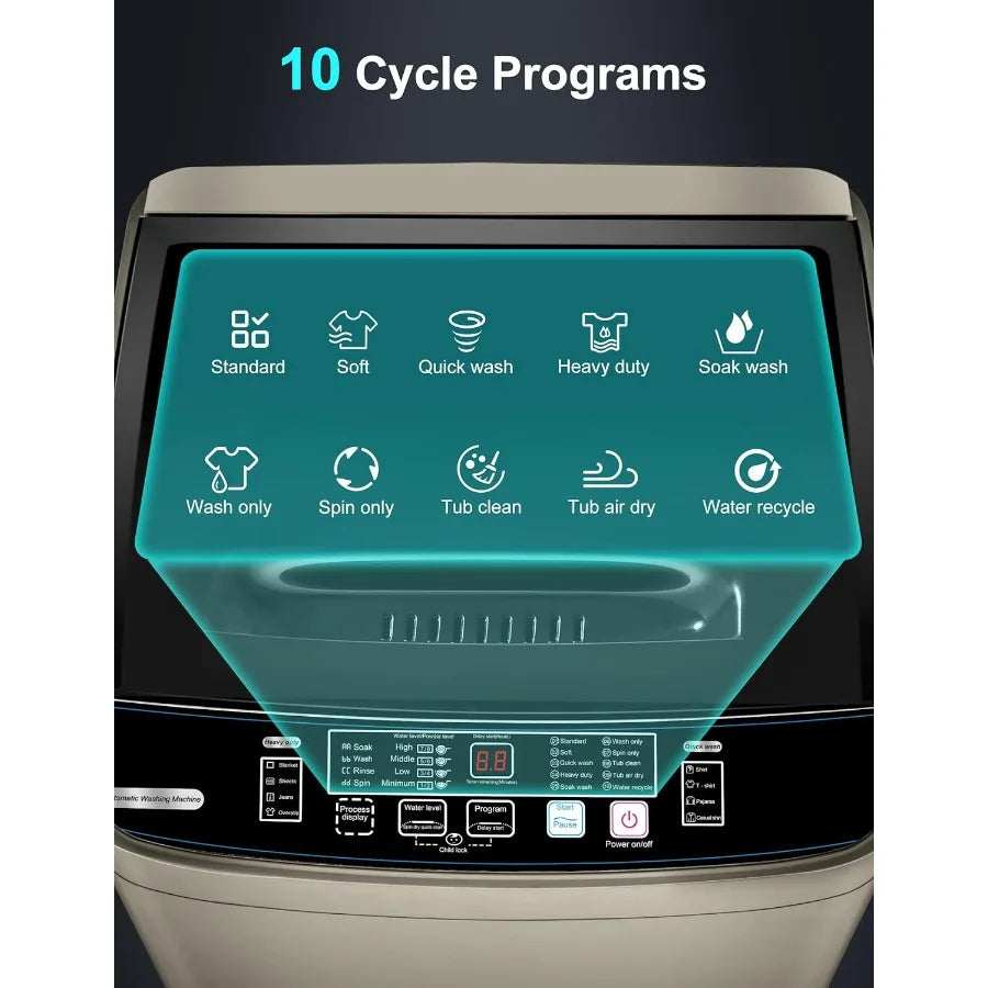 Portable Washing Machine 2.0 Cu.ft FullAutomatic Compact Washer with LED Display for Apartments Homes and Dorms Features 10 Was