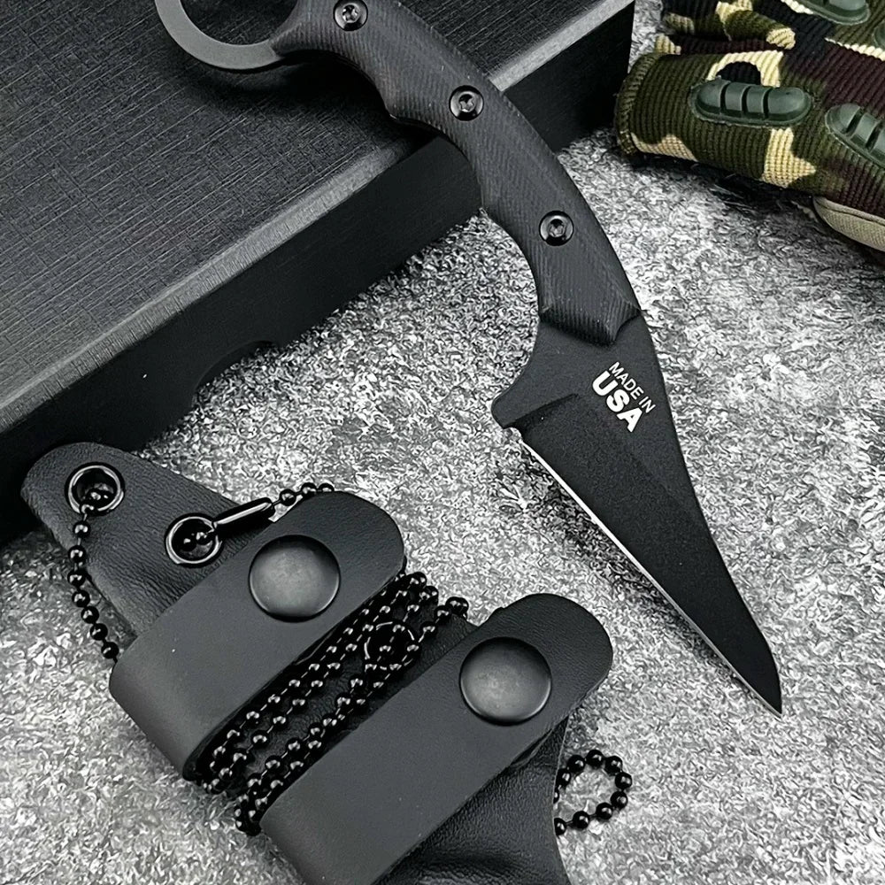 TOPS Straight Knife G10 Handle 8Cr13Mov Blade Outdoor Mountaineering  Tactical Combat Sharp Self-defense Multi-functional Knives