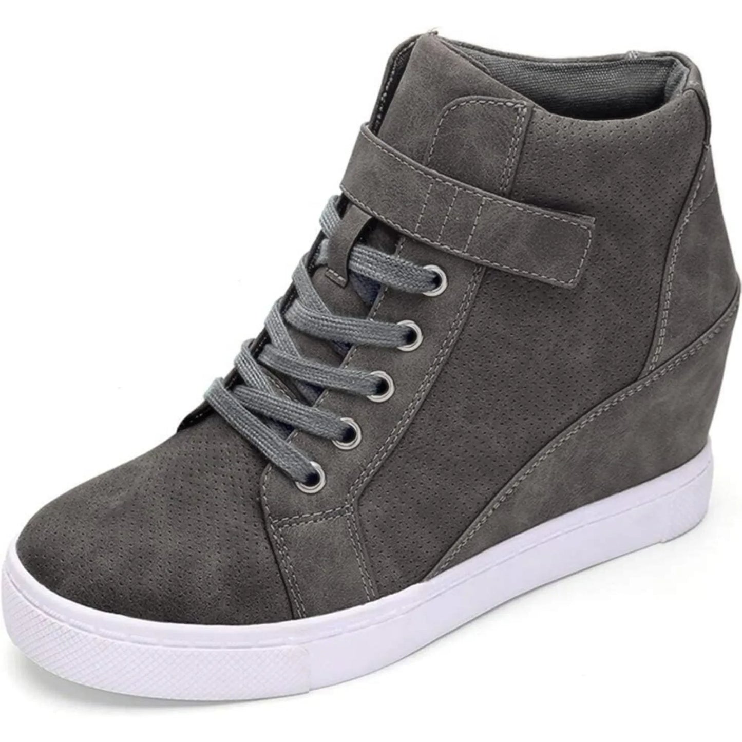 Women's Lace Up Wedge Sneakers High Top Fashion Sneakers Ankle Booties