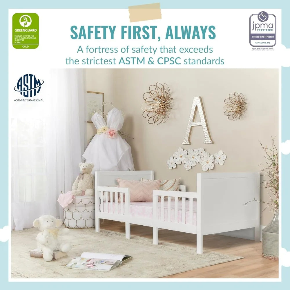 Dream On Me Hudson 3-in-1 Convertible Toddler Bed - Black and White, Greenguard Gold, JPMA Certified, Non-Toxic Finish