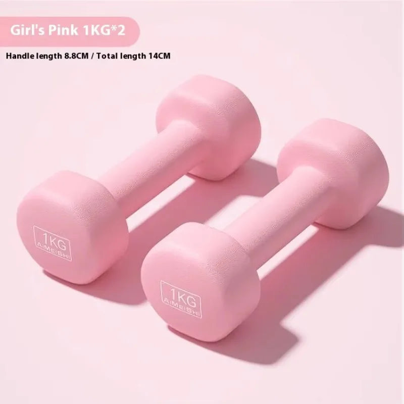 Women's 1/2kg Cast Iron Matte Free Weights Colorful Plastic Coated Jumping Exercise Yoga Fitness Dumbbells Small Home Fitness