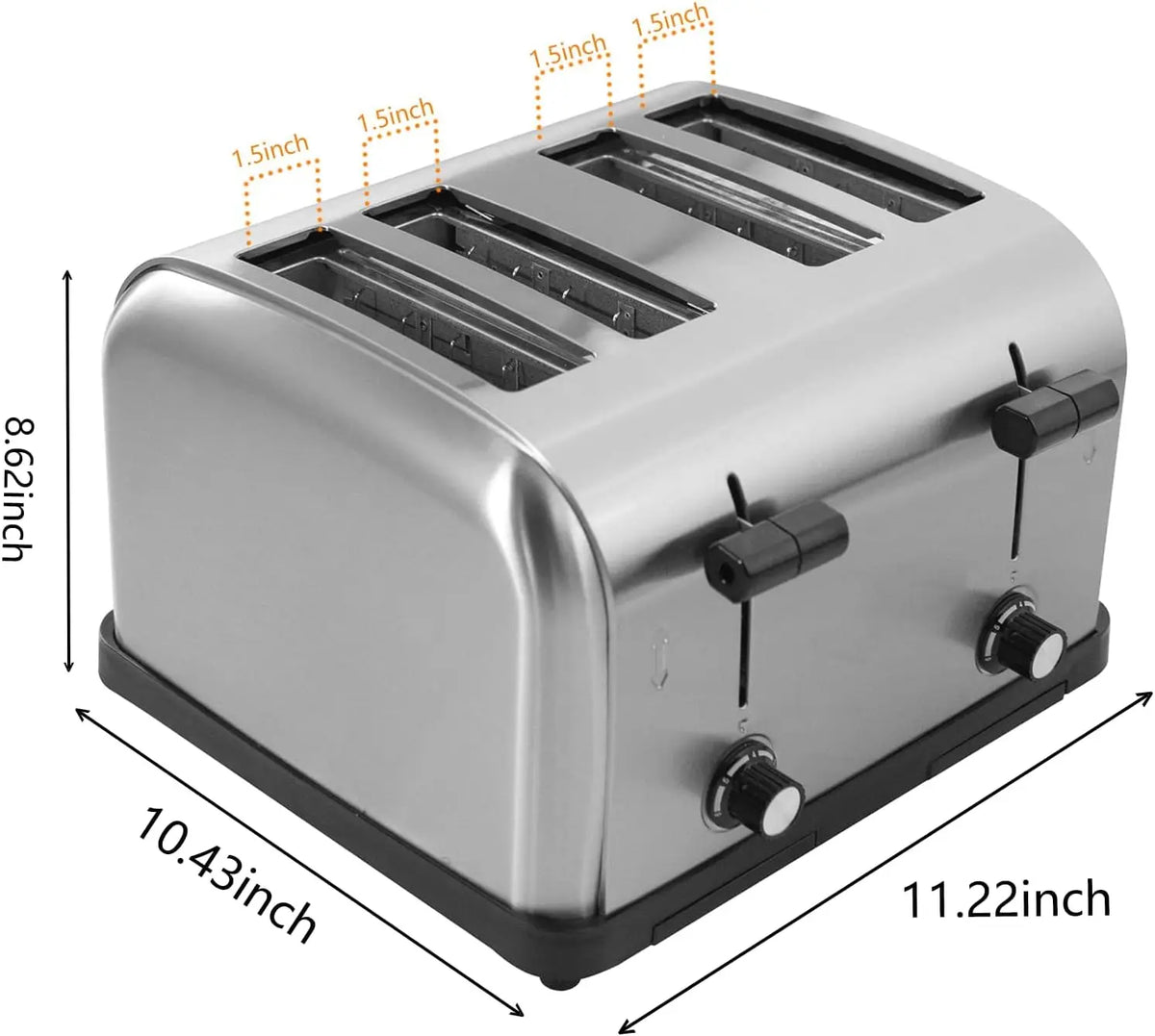 Commercial Toaster for Restaurant, 4 Slice Toaster,Commercial Bread Heating Machine, Automatic Pop-Up,Stainless Steel Bre