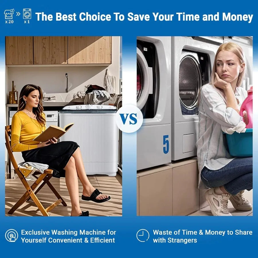 2in1 Portable Washing Machine 13lbs Wash 9lbs Spin Capacity Compact Mini Washer and Dryer Combo Portable Washing Machines for A