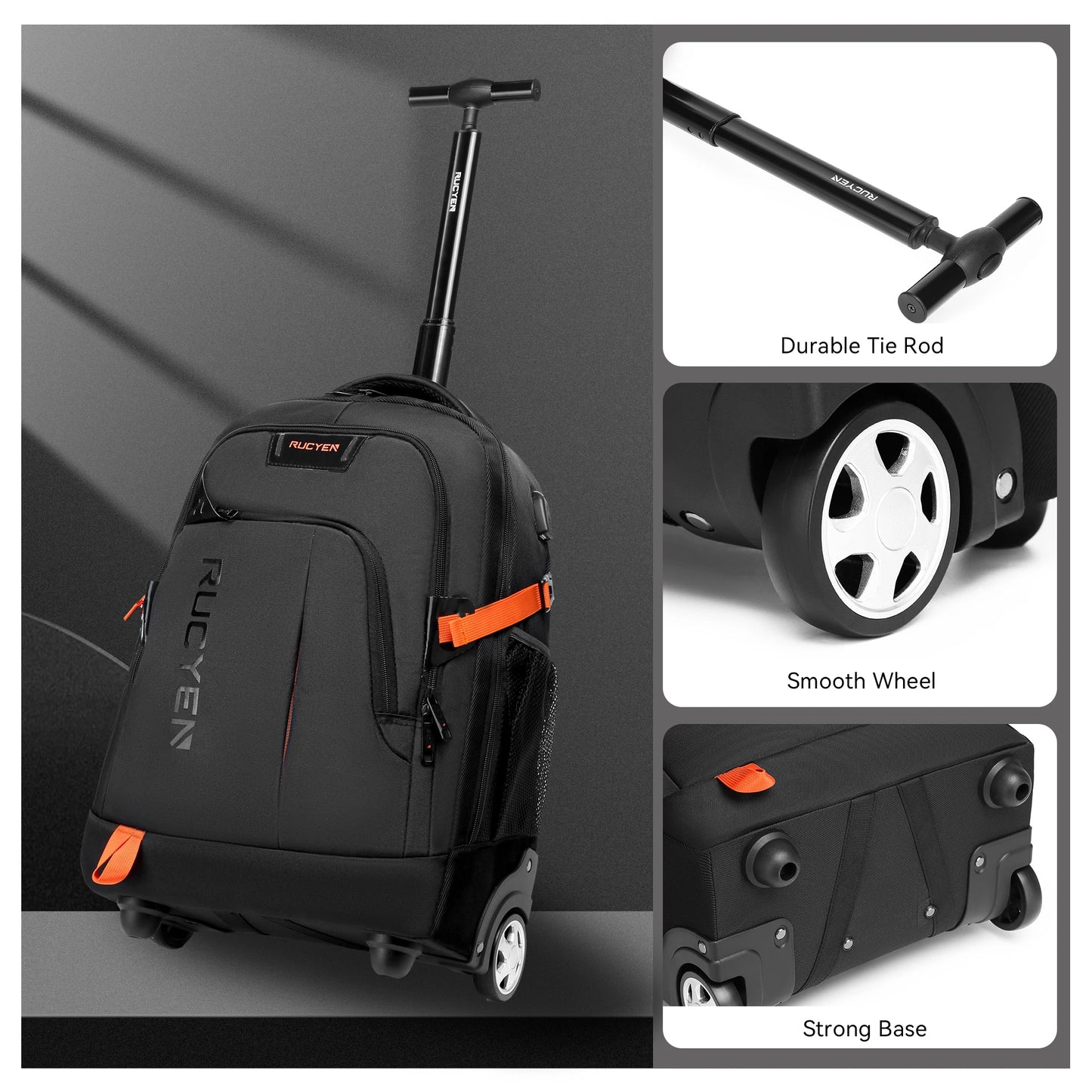 Trolley Luggage Backpack with Wheels Backpack Business Travel Laptop Bag College Travel Backpack Waterproof Unisex Boarding Bag