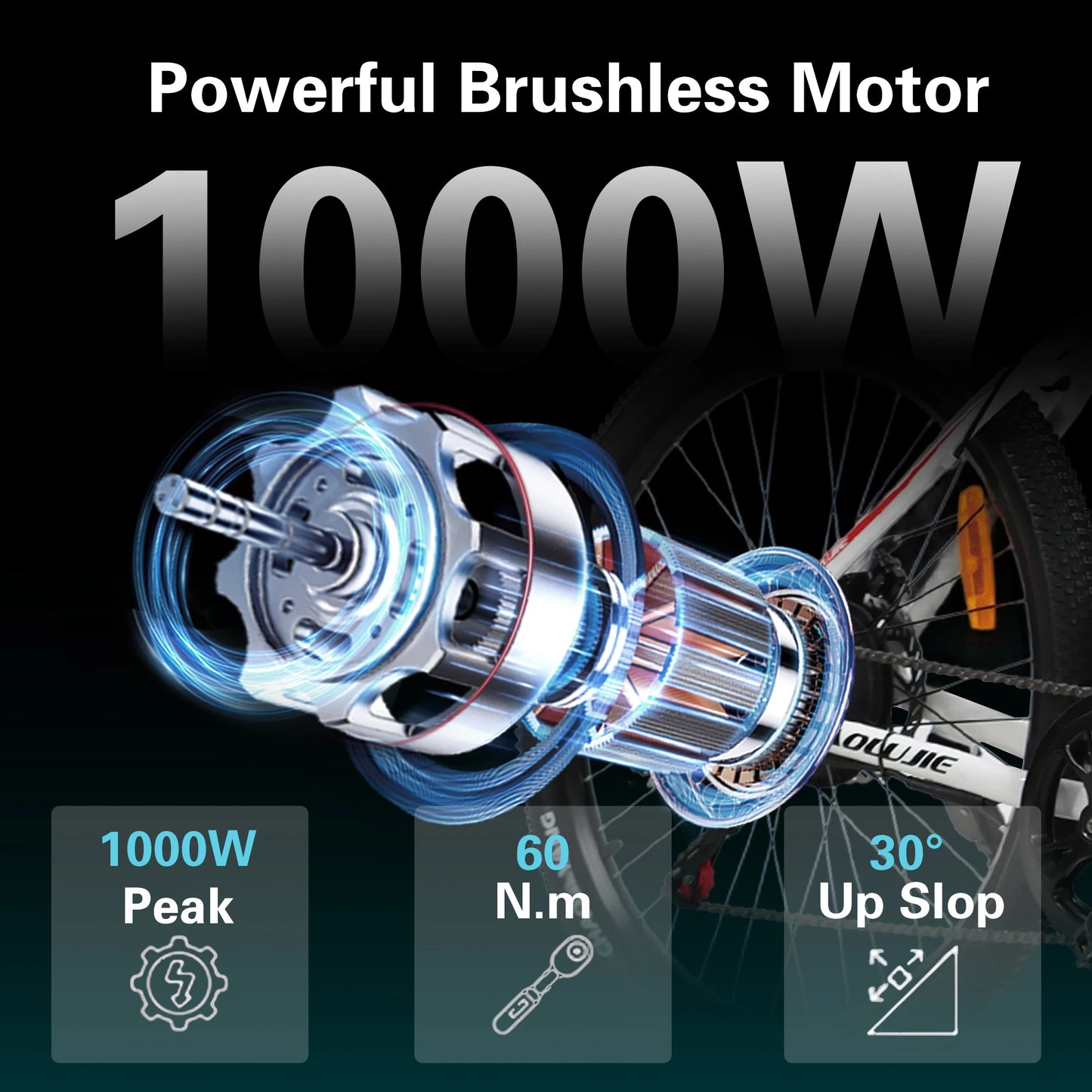 BAOLUJIE S1 Electric Bike for Adults 1000W Motor E bike 70 Miles Rang 28MPH Removable Battery Electric Bicycles【1 Year Warranty】